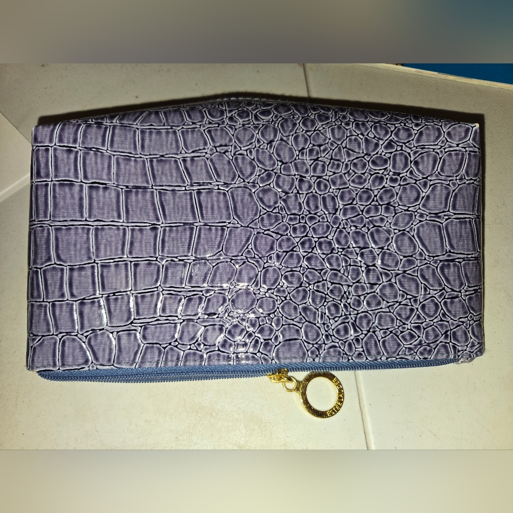 Purple Crocodile Skin(?) Make-Up Bag By Estee Lauder Storage Tote Bag